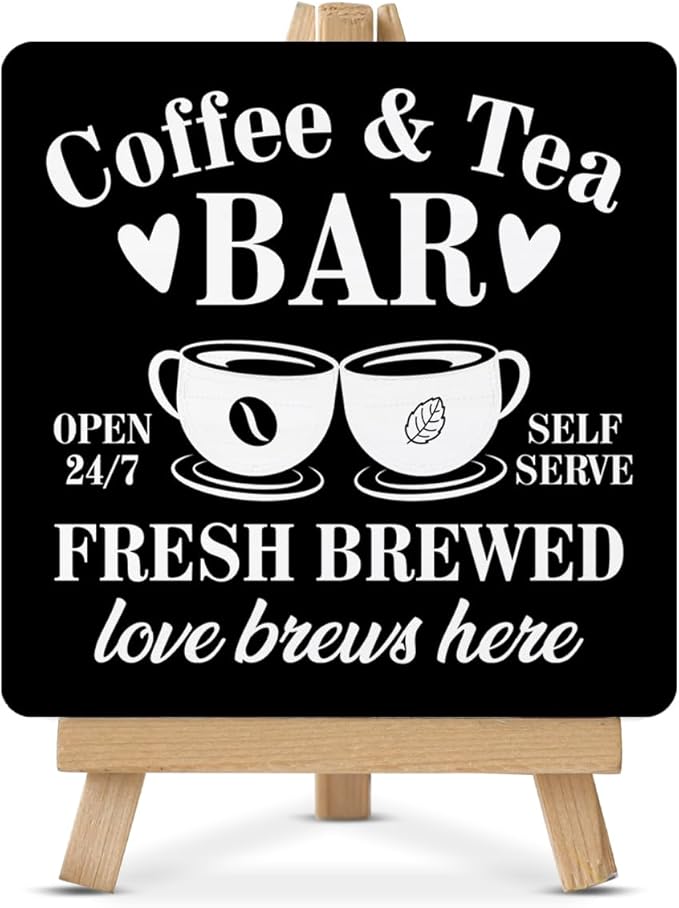 Coffee Bar Decor, Tea Station, Coffee and Tea Bar Wood Sign by Unknown