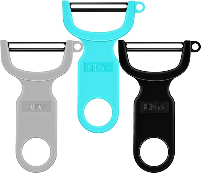 Original Vegetable Fruit Peeler Carbon Steel Blade 3 Pack Grey/Blue/Black… by KITCHPOWER