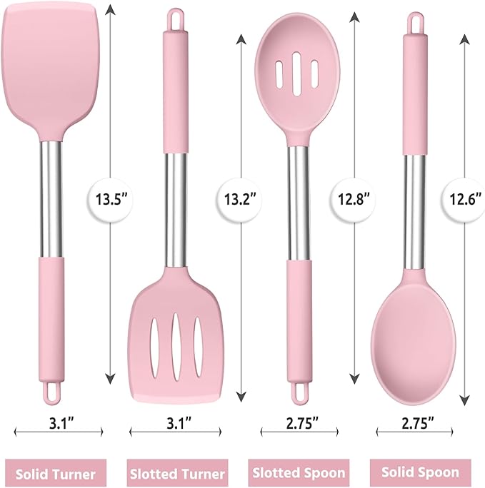 E-far Cooking Utensils Set of 4, Silicone Kitchen Utensils - Image 2