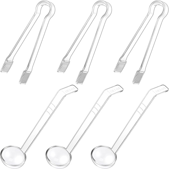 6 Pieces Plastic Serving Utensils Set Including 3 Pcs 1 oz Small Ladle and 3 by Domensi
