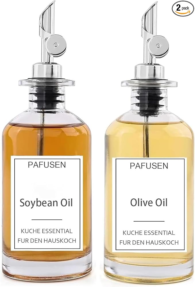 Pafusen 2 Pack Olive Oil Dispenser Bottle, 12 oz Oil Bottles by Pafusen