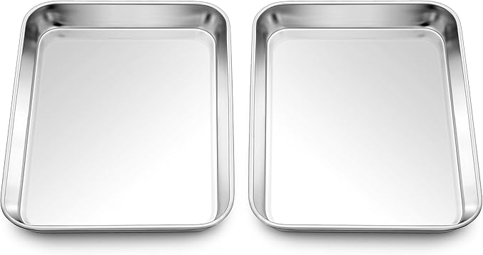 Homikit 2 Pack Baking Sheet, 9 x 7 Inches Stainless Steel Cookie Tray Set by Homikit