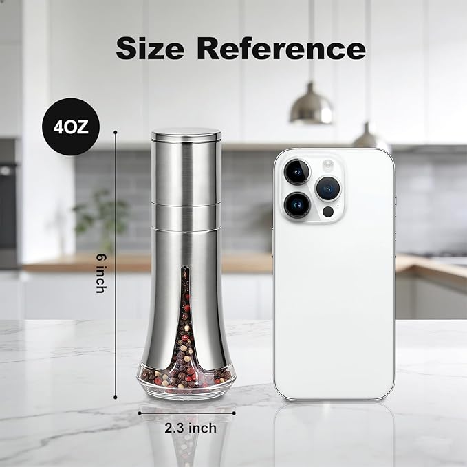 Aelga Pepper Grinder with Silicone Funnel - 4oz Glass Manual Mills with - Image 4