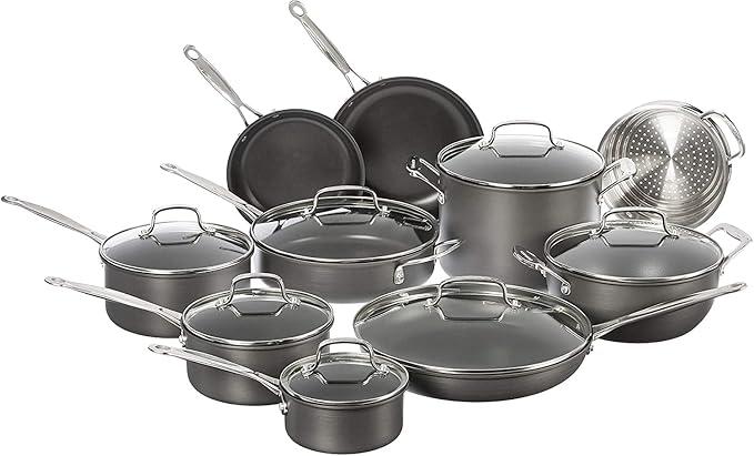 Cuisinart 17-Piece Pots and Pans Set, Non Stick Hard Anodized Cookware Set by Cuisinart