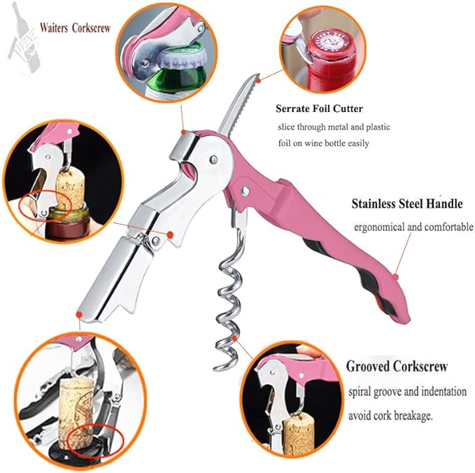 Professional Waiter Corkscrew Wine Openers Set, Heavy Duty Stainless Steel - Image 2