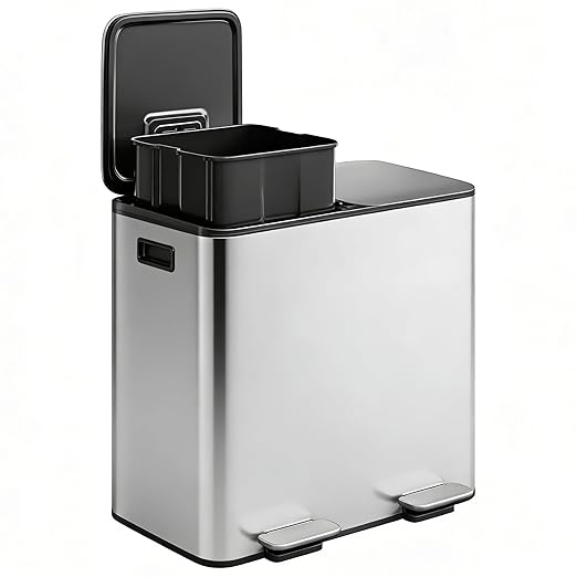 GarveeHome 2 x 8 gal Stainless Steel Double Trash Can by GarveeHome