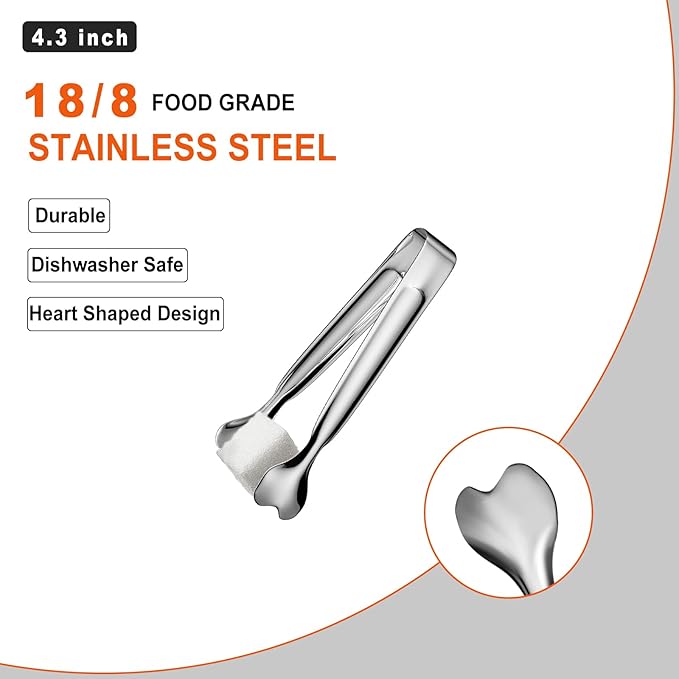 Mini Serving Tongs, Anytrp 18-Packs Stainless Steel Sugar Tongs, 4.3inch Ice - Image 3