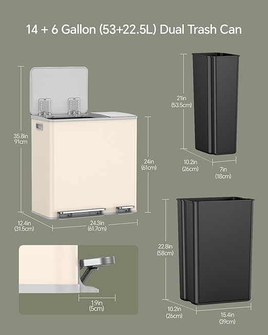 Lovewind Dual Trash and Recycling Bins - Image 2