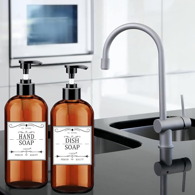 Soap Dispenser with Rust Proof Pump, Waterproof Labels Bathroom, Plastic Hand - Image 6