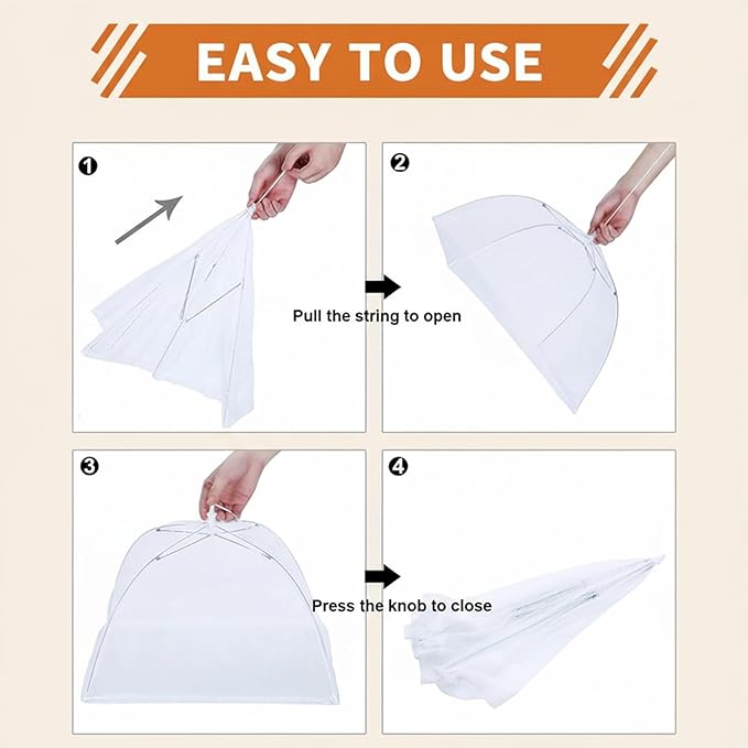 6 Pack Mesh Food Covers 17 Inch, Collapsible Umbrella Screen Covers - Image 4