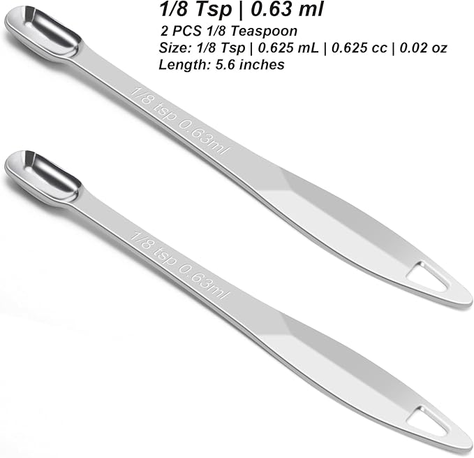 2 Pcs 1/8 Teaspoon Stainless Steel Single Measuring Spoon, Long Handle Metal - Image 2