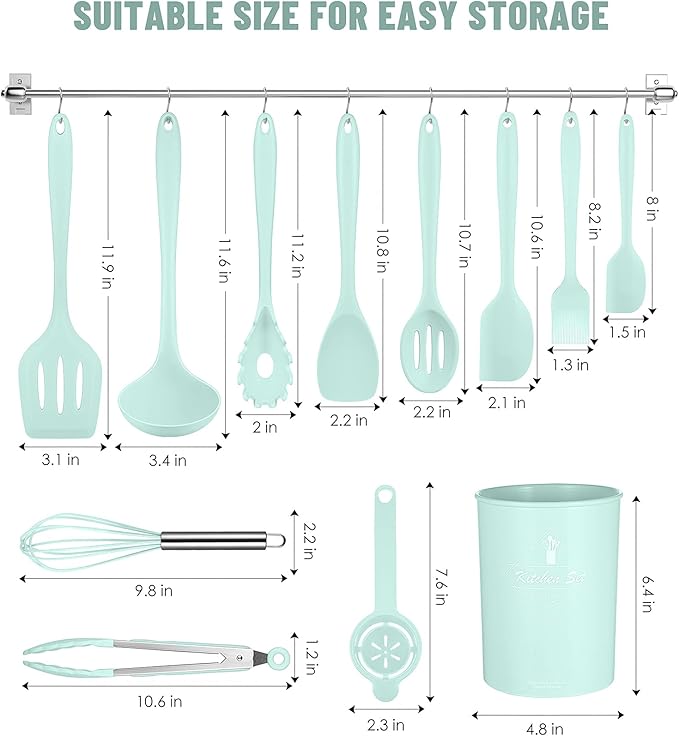 Kitchen Utensils Set-12 Pieces Silicone Cooking Utensils Set 392°F Heat - Image 2