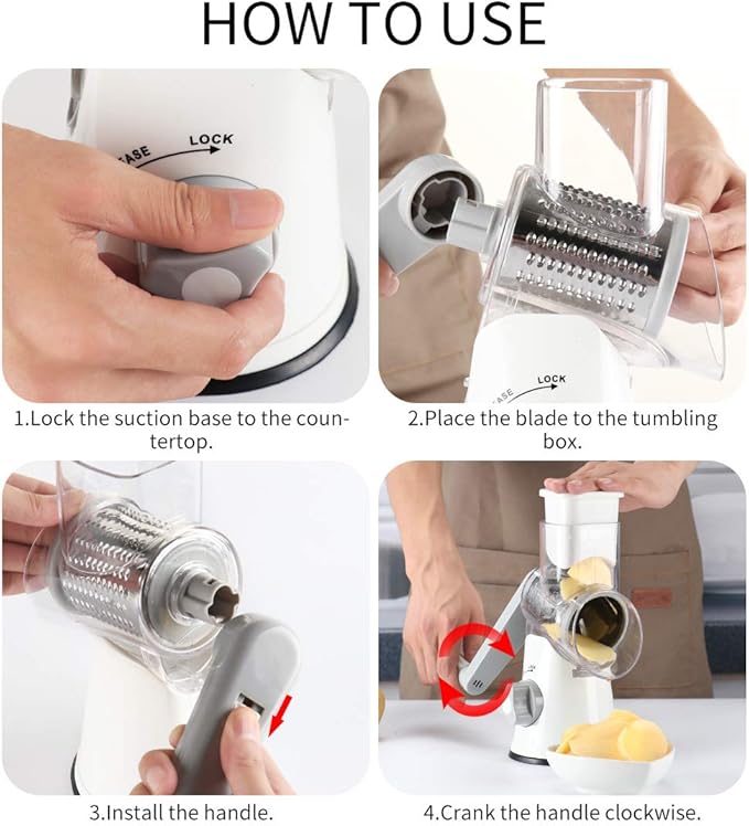 Cambom Rotary Cheese Grater Hand Crank Cheese Shredder - Image 7