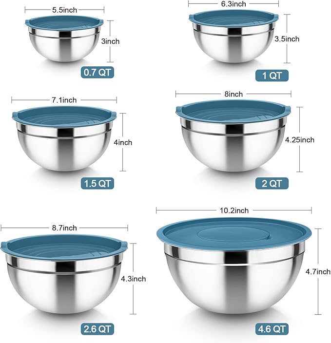 TeamFar Mixing Bowls with Lids Set, - Image 2