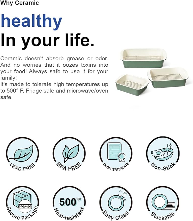 LE TAUCI Deep Casserole Dishes for Oven, 13.7”x9.6” Ceramic Baking Dish Set - Image 9
