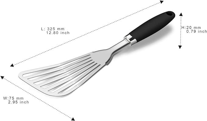 304 Stainless Steel Fish Spatula, Non-Slip Ergonomic Handle Slotted Spatula - Image 6