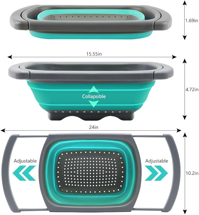 Qimh Colander collapsible, Colander Strainer Over The Sink Vegetable/Fruit - Image 2