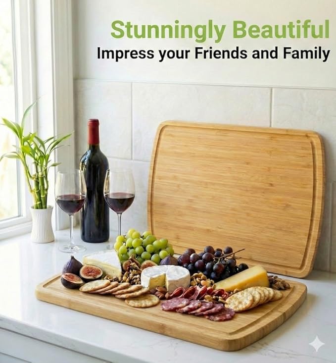 GREENER CHEF 18 Inch Extra Large Bamboo Cutting Board - Image 7