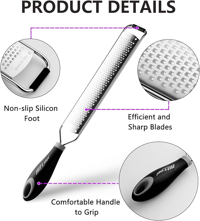 ALLTOP Lemon Zester, Hand-held Stainless Steel Food Grater, Pro Kitchen Tool - Image 7