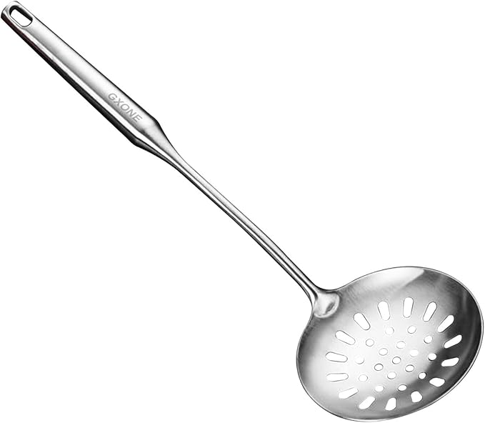 Skimmer Slotted Spoon, 304 Stainless Steel Slotted Spoon, Handle Mesh Food by GXONEHomeKitchen