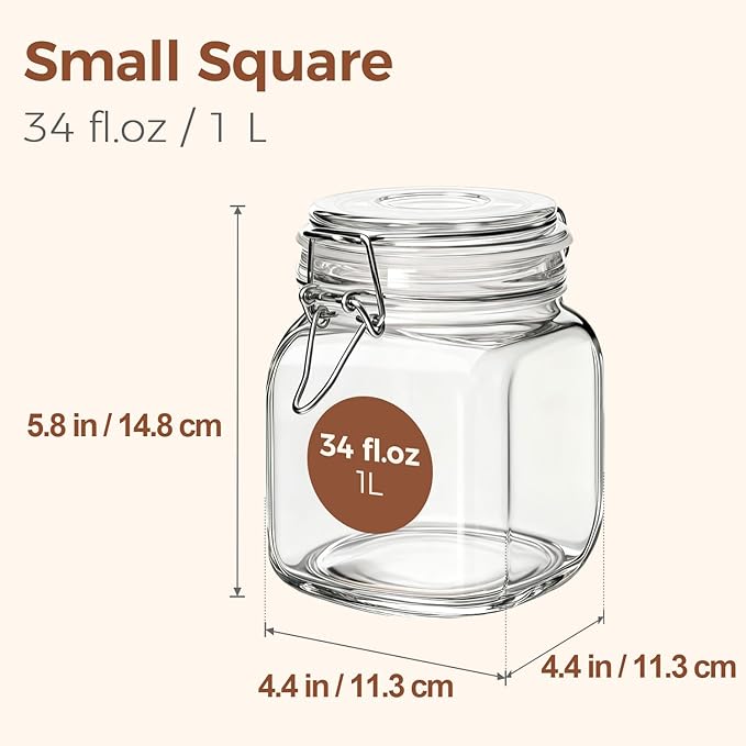 ComSaf 3-Pack Square Glass Coffee Canisters - Image 4