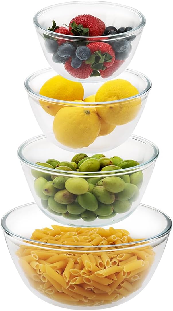 Cuiselect 4pc Glass Mixing Bowls Sets, Nesting Mixing Bowls by Cuiselect