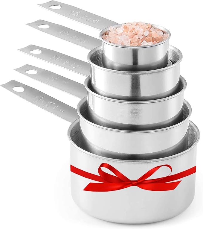 Stainless Steel Measuring Cups, Laxinis world 5 Piece Stackable Measuring Set - Image 2