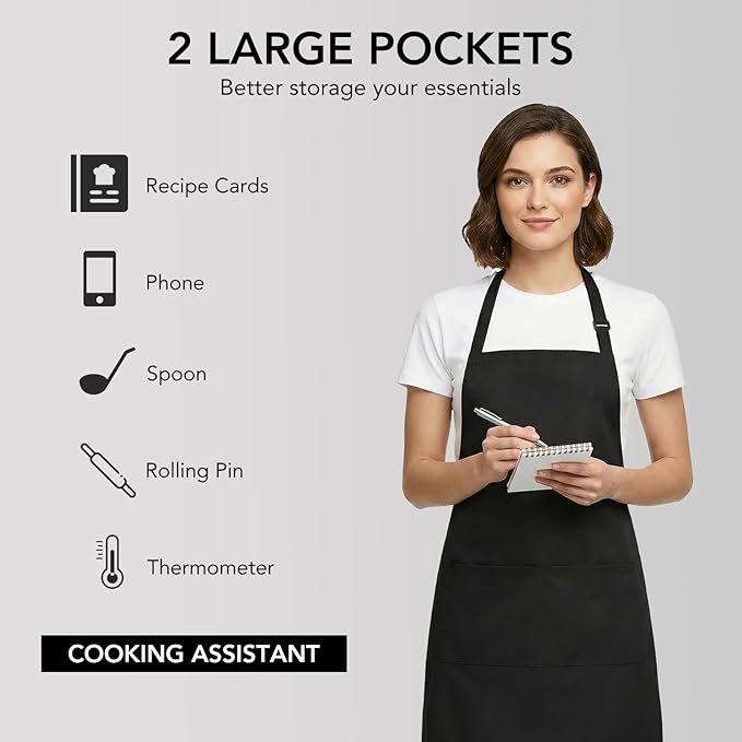 BOHARERS 2 Pack Cooking Kitchen Aprons - Image 3