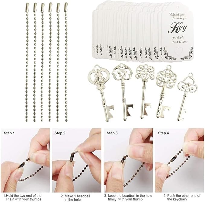 WODEGIFT 50pcs Vintage Skeleton Key Bottle Opener, Bridal Shower Favors - Image 4