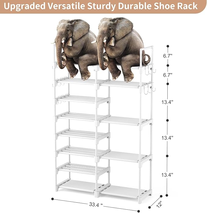 ROJASOP White Shoe Rack, Tall Metal Shoe Rack Organizer - Image 3