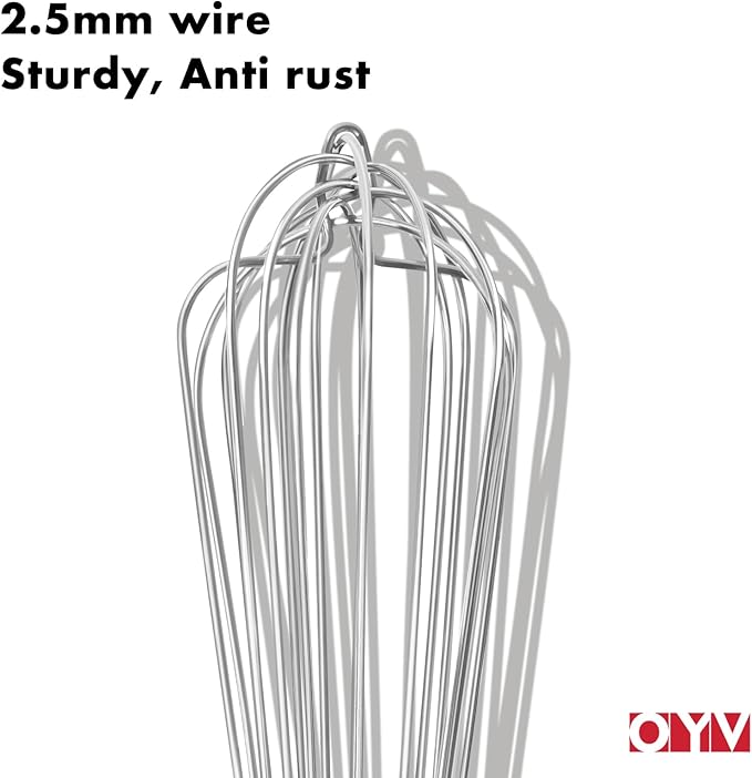 OYV 18/10 Stainless Steel Large Whisk, Mixing Batter, Making Sauces, Long Wisk - Image 4