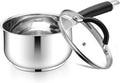 E-far 2 Quart Saucepan with Lid, Tri-Ply Base Stainless Steel Small Sauce Pan by E-far