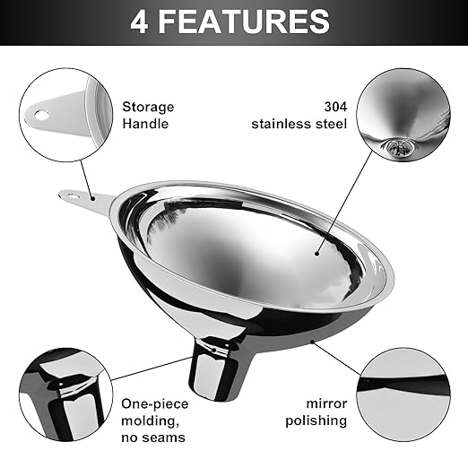 Serinar Stainless Steel Large Funnel, Metal Funnel - Image 3
