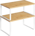 HOOBRO Cabinet Organizer Shelf, Expandable Kitchen Storage, Stackable Bamboo by HOOBRO