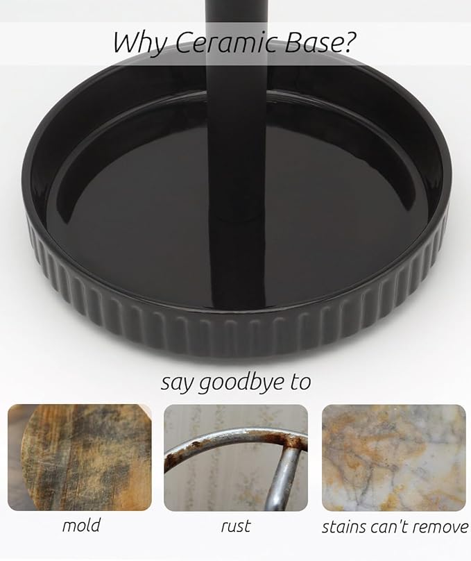 VROOMIUM Paper Towel Holder Countertop, Ceramic Base Easy-to-Clean, 1.5 lbs - Image 2