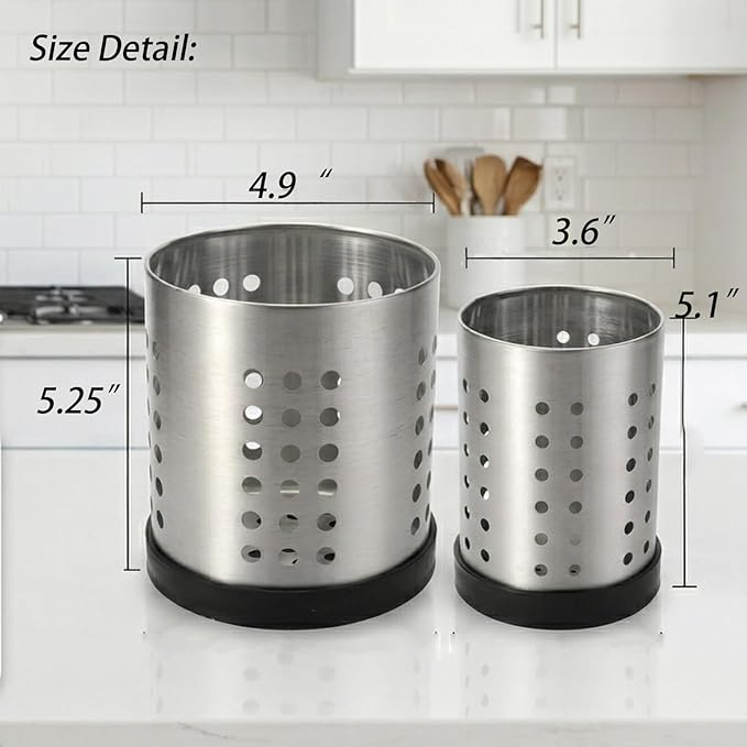 TOPZEA Set of 4 Kitchen Utensil Holder, Stainless Steel Cooking Utensil - Image 2