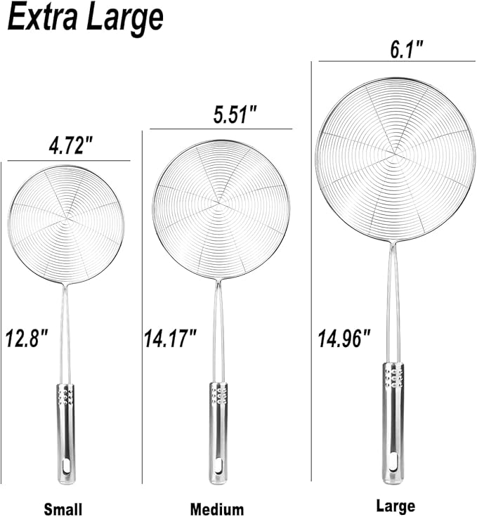 Enhanced Version Stainless Steel Spider Strainer Skimmer Ladle, Pasta Strainer - Image 2