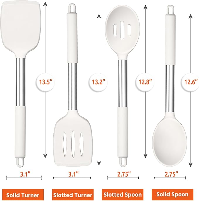 E-far Cooking Utensils Set of 4, Silicone Kitchen Utensils - Image 2