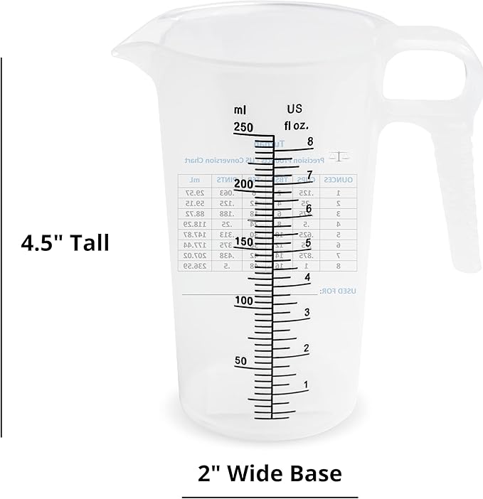 8oz 1 Cup Measure Pitcher with Convenient Conversion Chart– Food Grade - Image 9