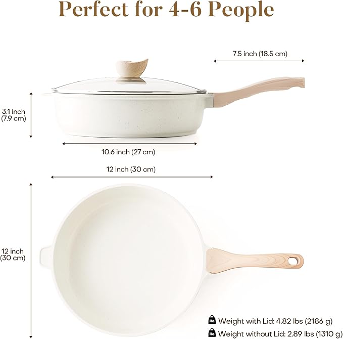 Kordisen Nonstick Ceramic Deep Frying Pan, 12 Inch Non Toxic Large Skillet - Image 6