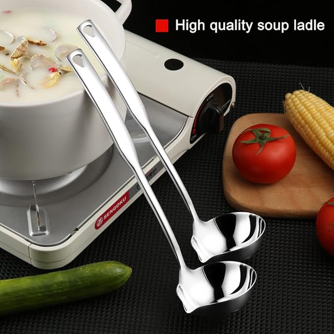 Kitchen Soup Ladle 304 Stainless Steel Punch Metal Luminous Ladell Spoons - Image 2