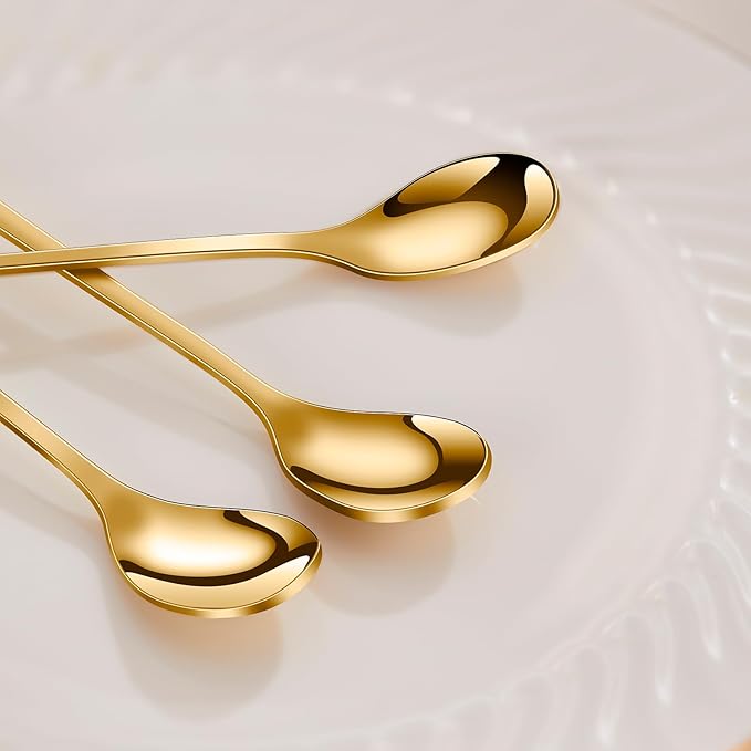 Gold Tulip/Rose Handle 12-Pcs Mini Coffee Spoons Set - Image 7
