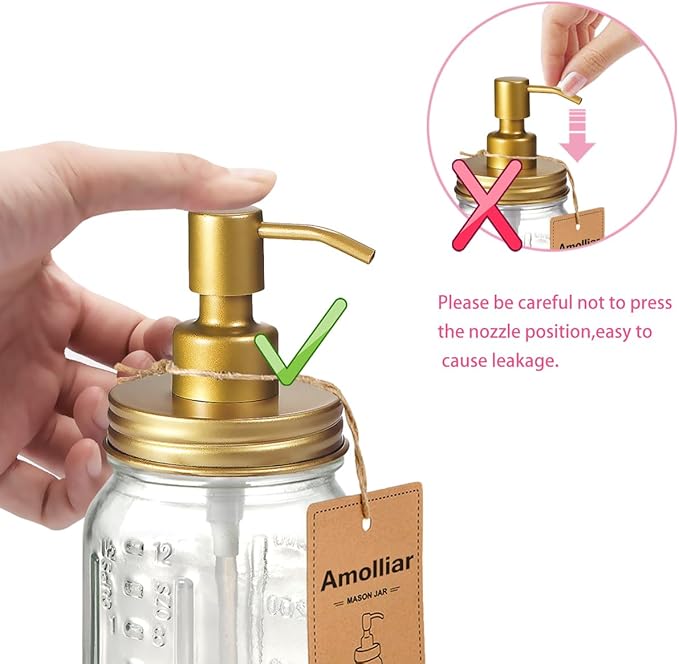 Amolliar Mason Jar Liquid Soap Dispenser -Rustproof Stainless Steel Farmhouse - Image 6