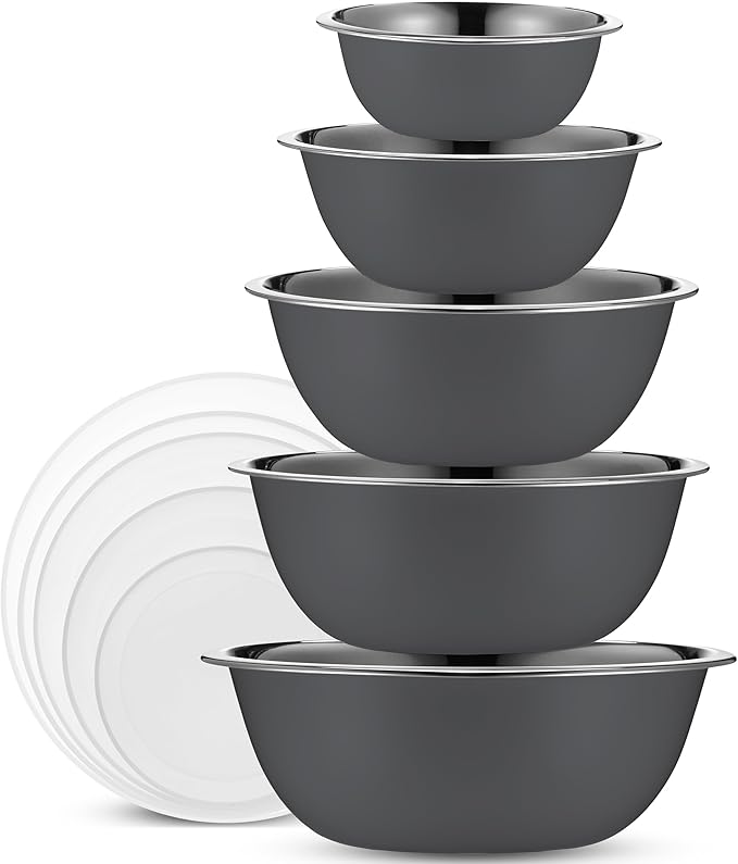WHYSKO Stainless Steel Mixing Bowl Set, 10 Piece Stainless Steel Mixing Bowls by WHYSKO