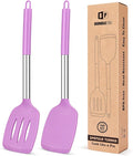 Pack of 2 Silicone Solid Turner, Non Stick Slotted Kitchen Spatulas, High Heat by BUNDLEPRO