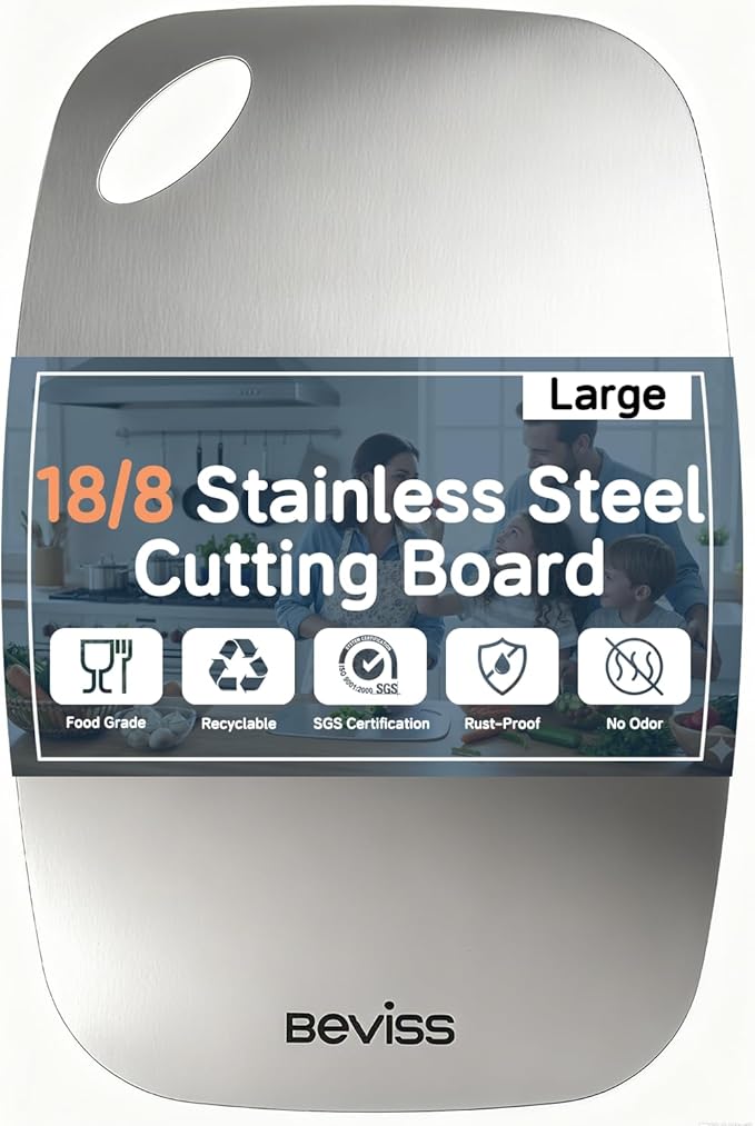 Cutting Board Non-Toxic, 304 Stainless Steel Cutting Board Double Sided by HOME