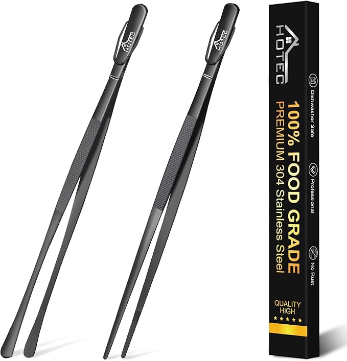 HOTEC Kitchen Tweezers Tongs Stainless Steel Professional Chef Tweezers by Hotec