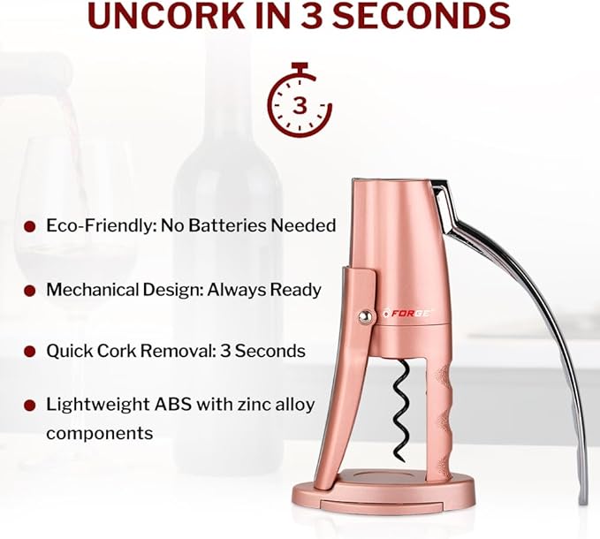 Forge Quality Compact Vertical Lever Corkscrew Wine Opener - Image 3