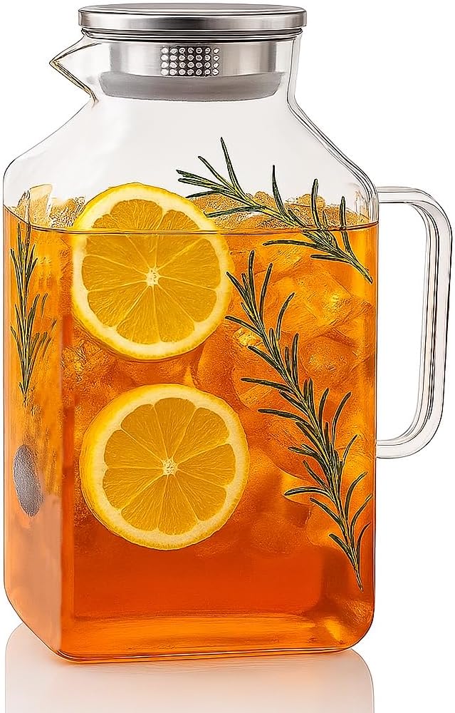 Glass Pitcher, 3.6L Glass Water Pitcher by Vekonn