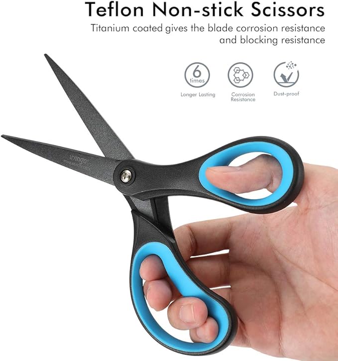 LIVINGO 2 Pack 8" Titanium Non-Stick Scissors, Professional Stainless Steel - Image 4
